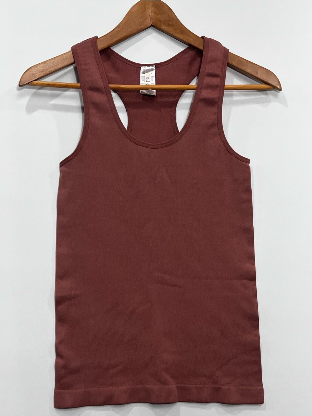Women's Ribbed Racerback Tank Top - Rust - Picture 2 of 6
